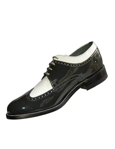 1920's Mens Dress Shoes - 20s Shoes - 1920s Gangster Shoes - Grey and White
