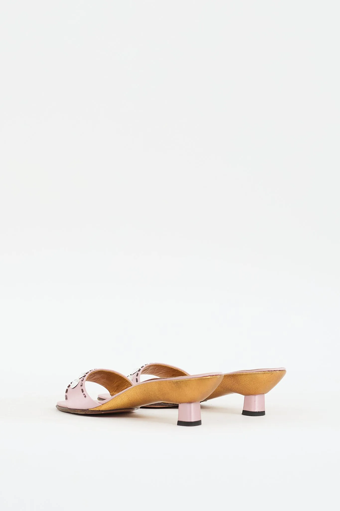 2000s Pink Satin Embellished Mule
