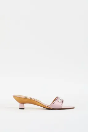 2000s Pink Satin Embellished Mule