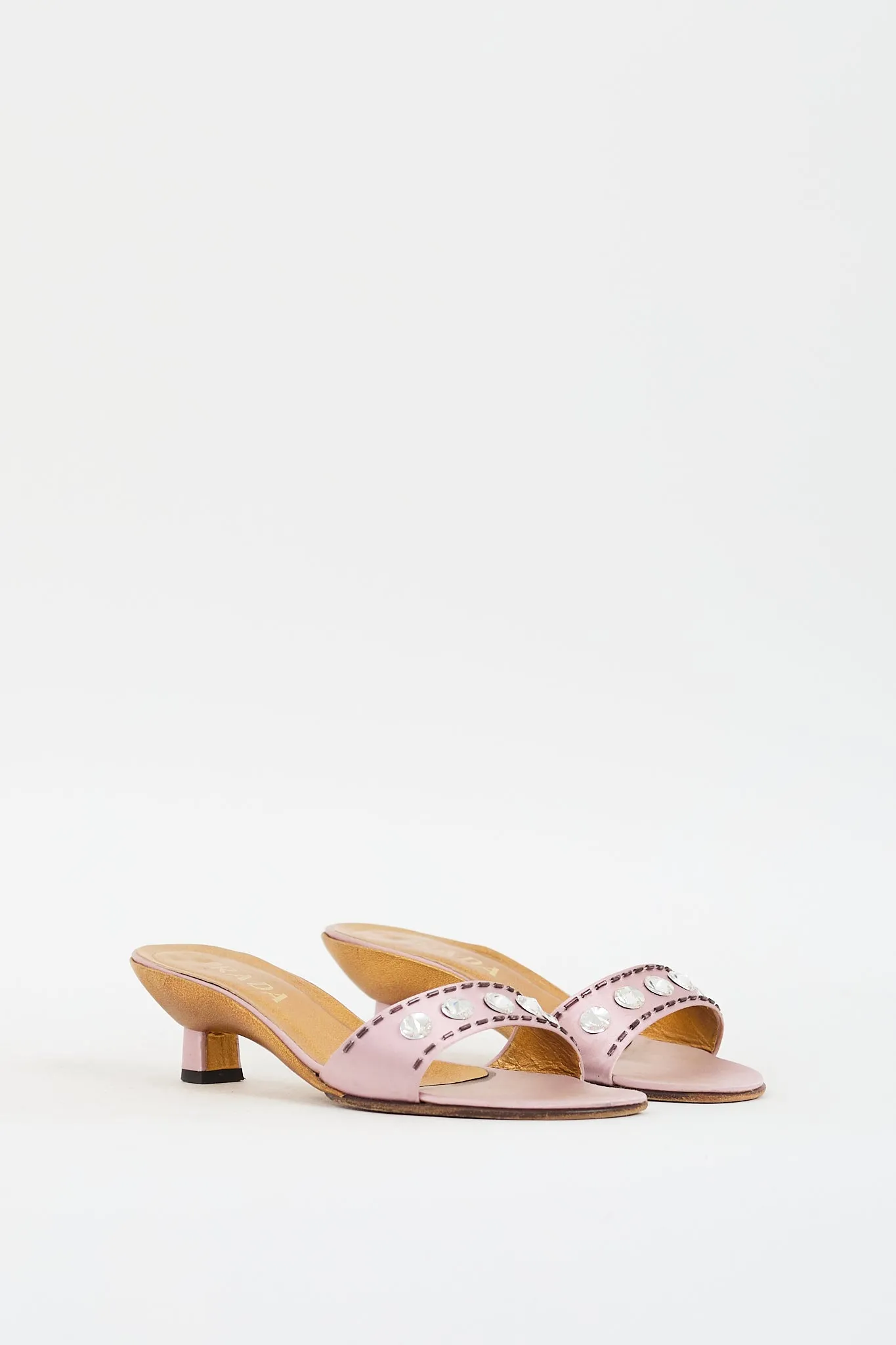 2000s Pink Satin Embellished Mule
