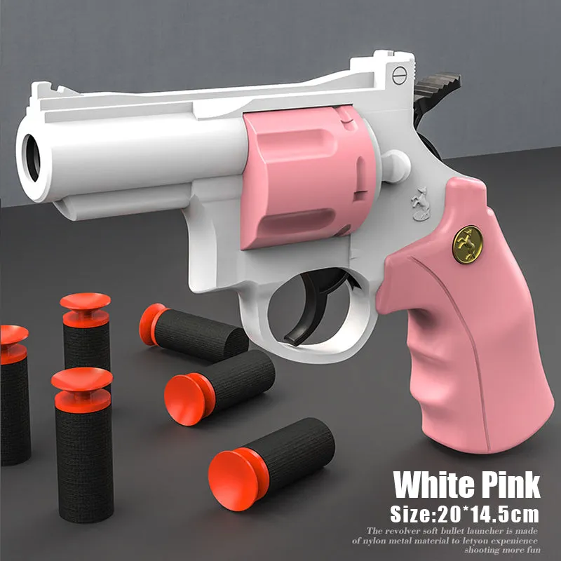Automatic repeating revolver ejectable soft bullet toy gun