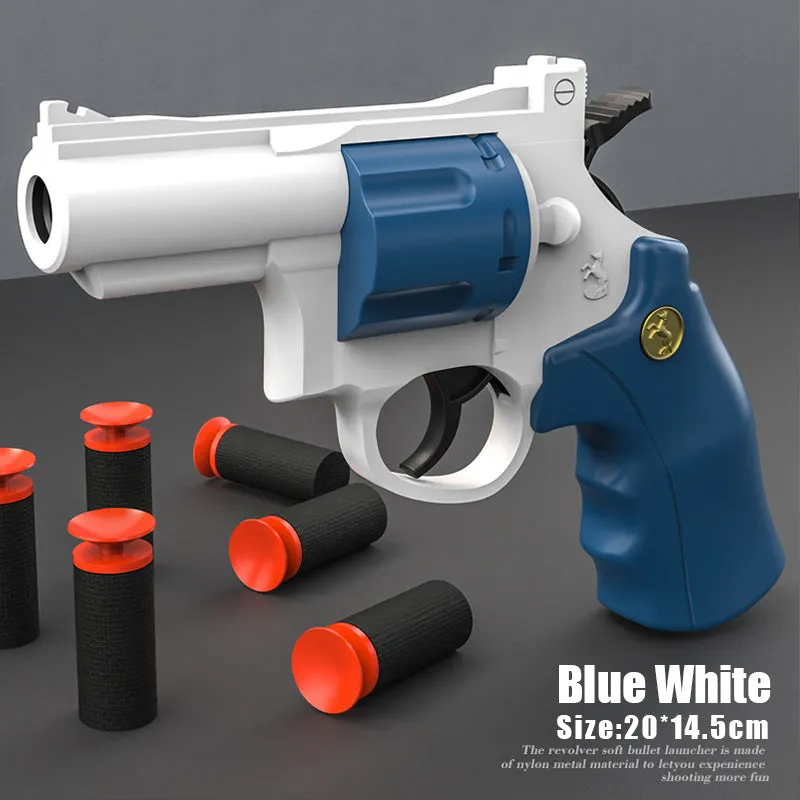 Automatic repeating revolver ejectable soft bullet toy gun