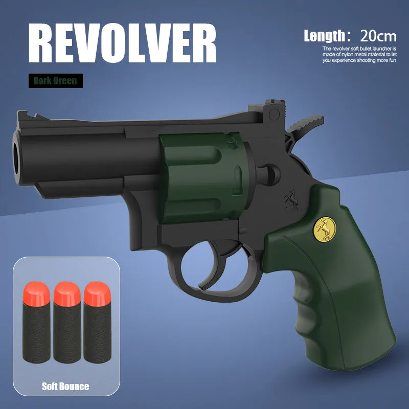 Automatic repeating revolver ejectable soft bullet toy gun