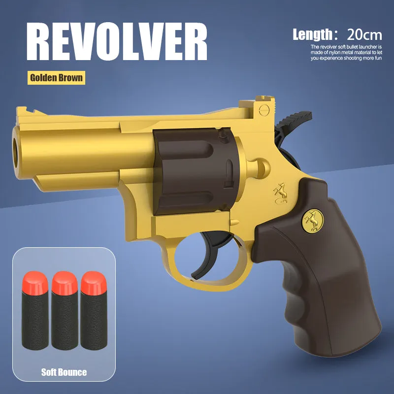 Automatic repeating revolver ejectable soft bullet toy gun