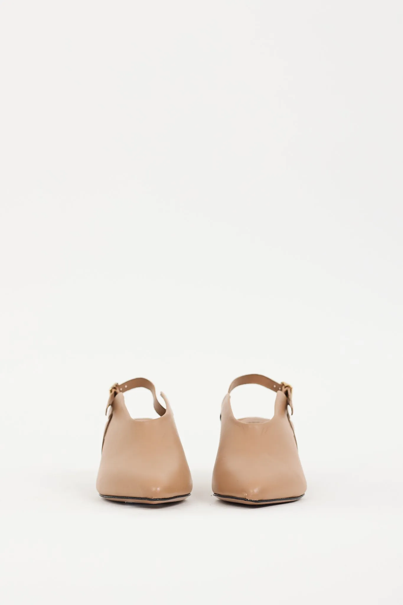 Beige Leather Abra Slingback Mule
