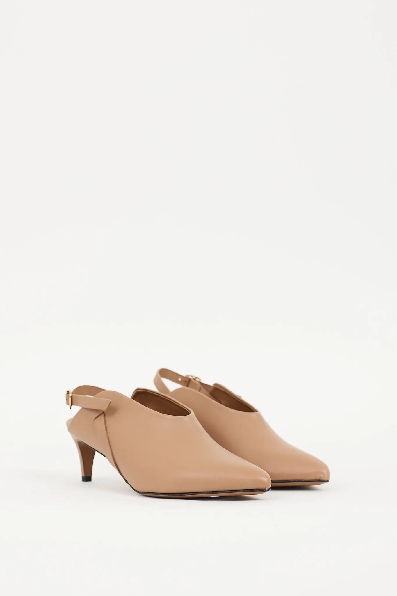 Beige Leather Abra Slingback Mule