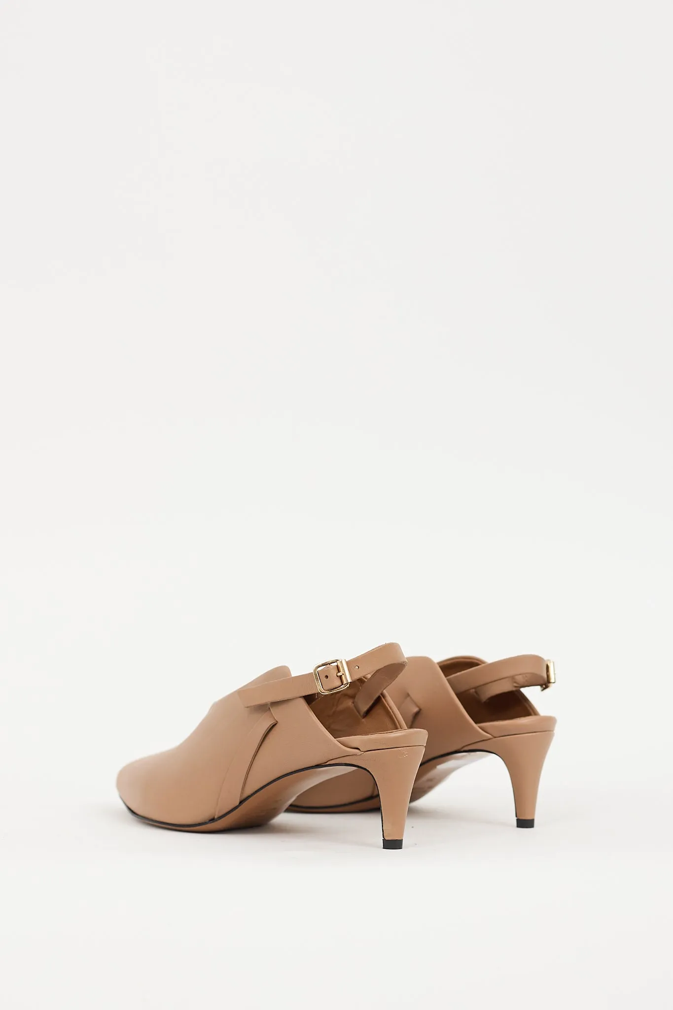 Beige Leather Abra Slingback Mule