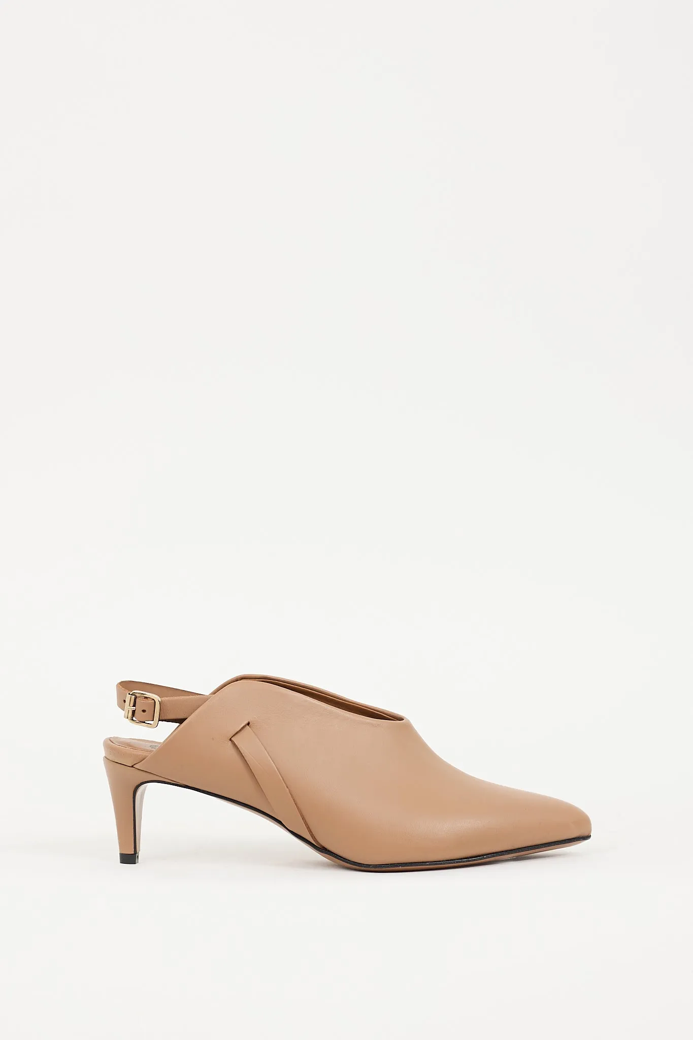 Beige Leather Abra Slingback Mule