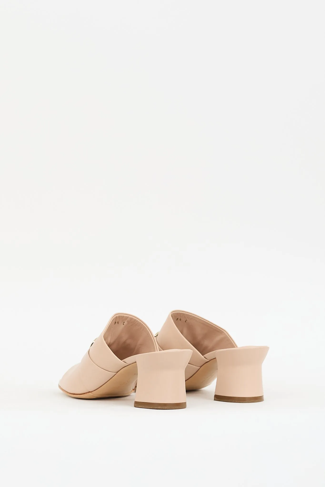Beige Leather Gancini Mule