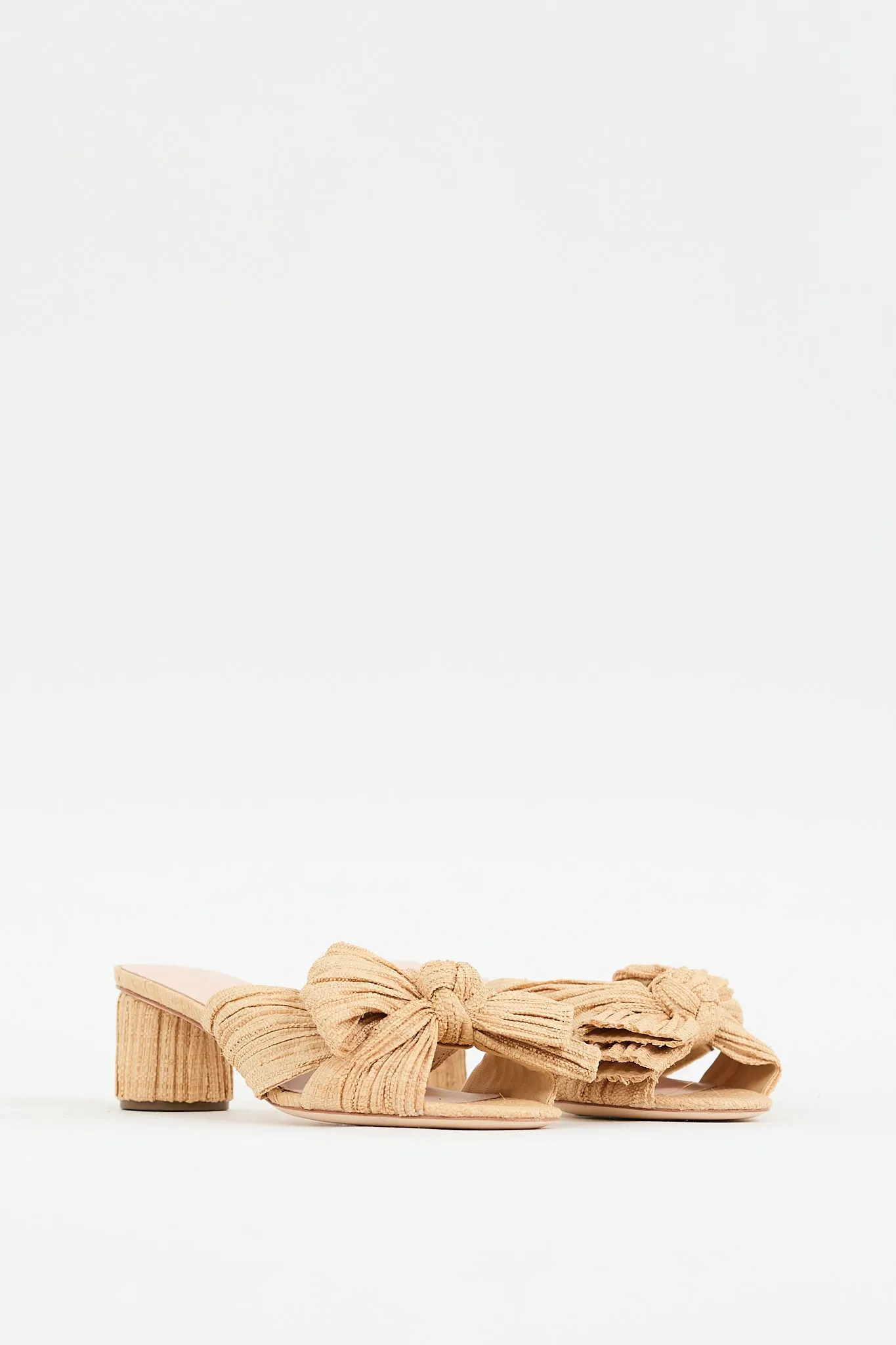 Beige Raffia Emilia Bow Mule