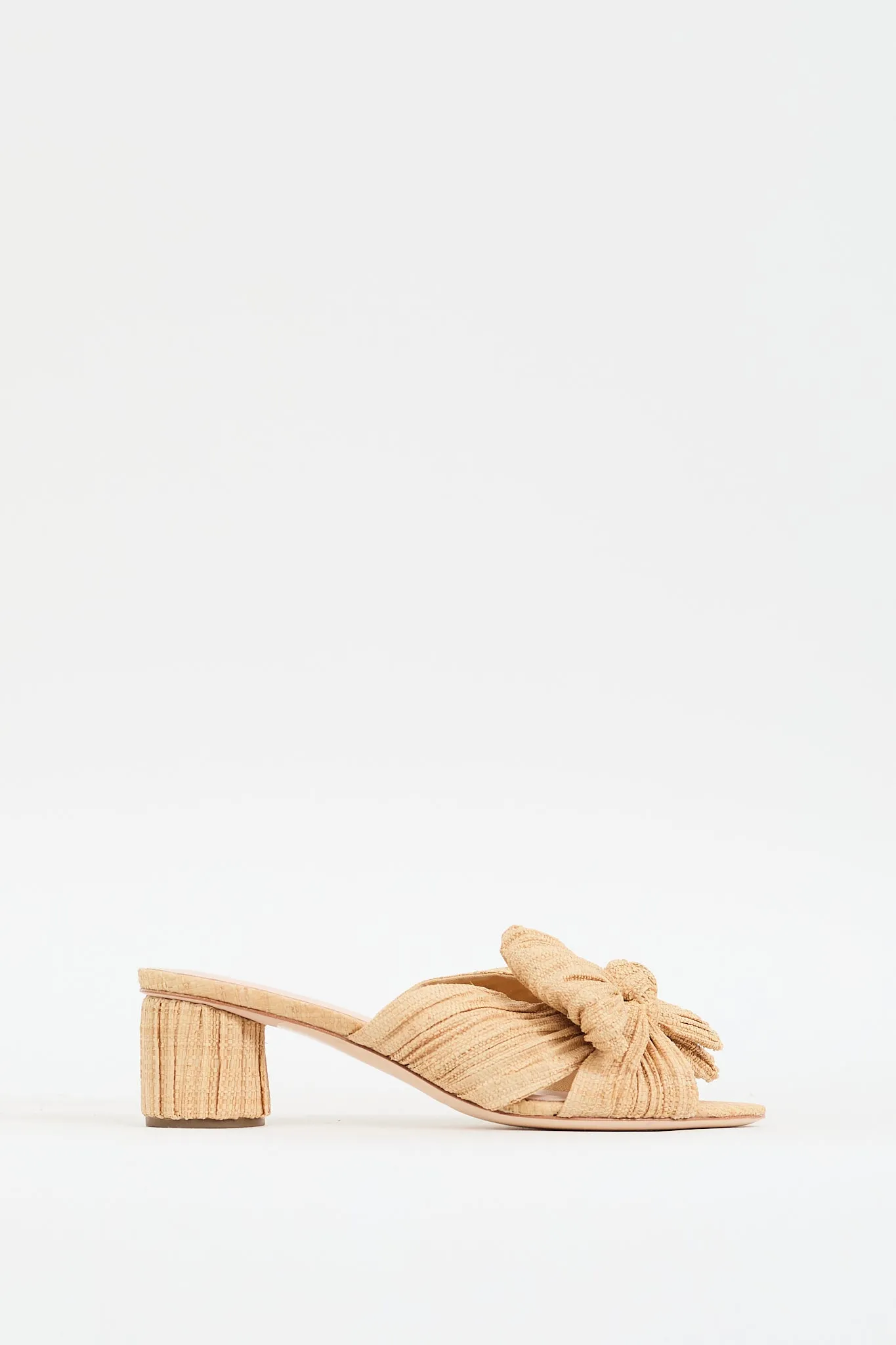 Beige Raffia Emilia Bow Mule