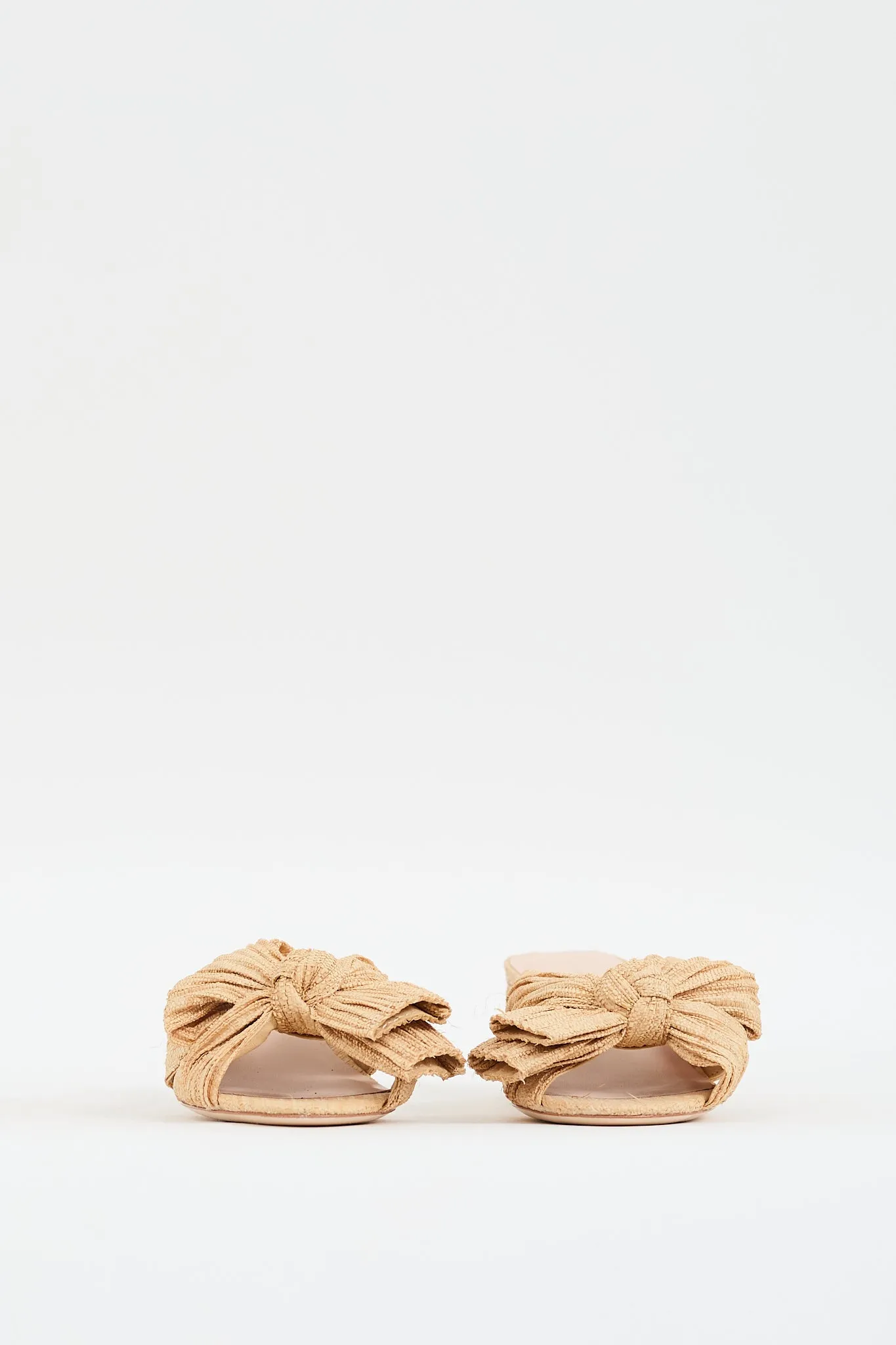 Beige Raffia Emilia Bow Mule