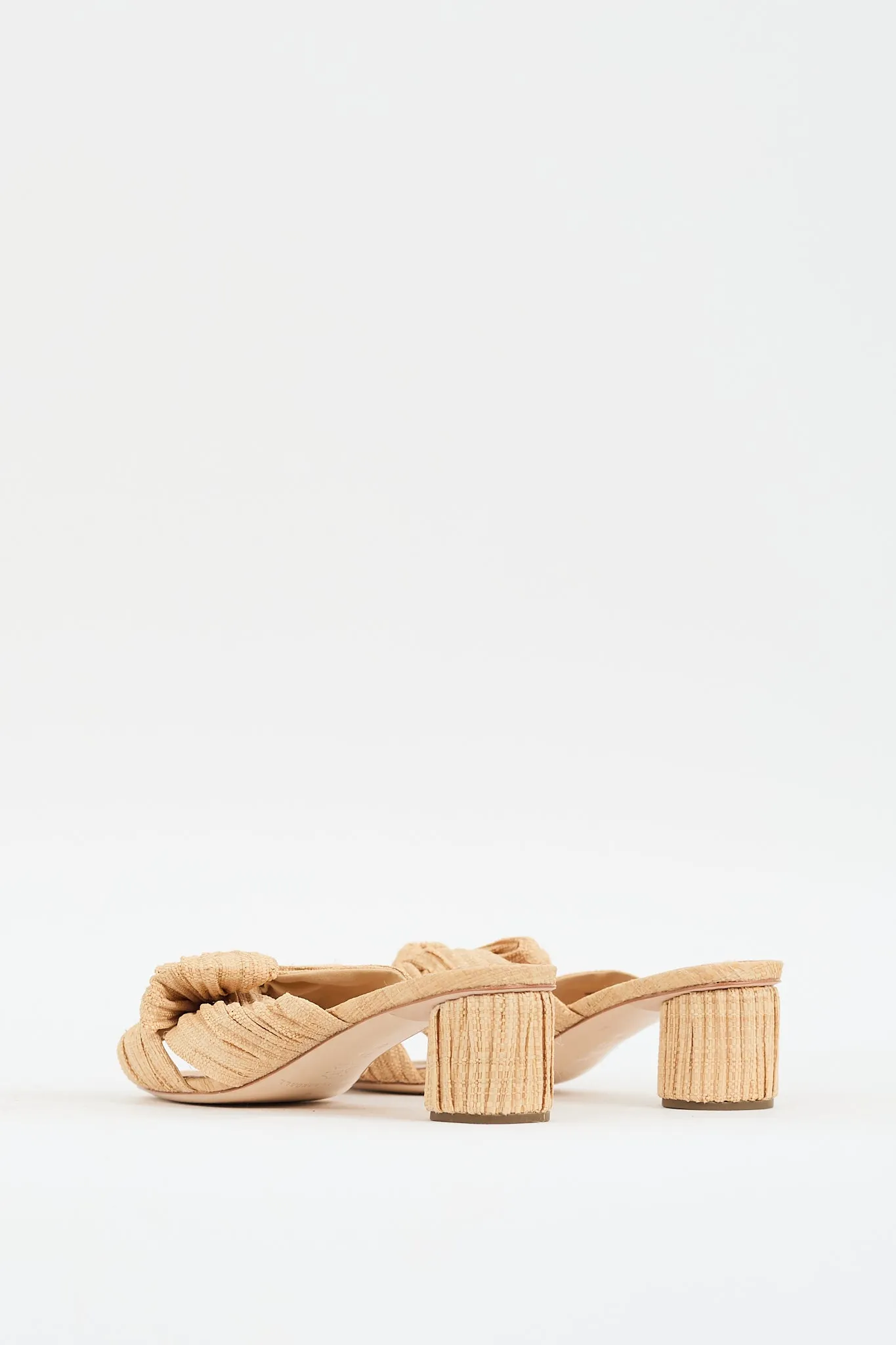 Beige Raffia Emilia Bow Mule