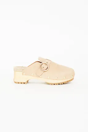 Beige Suede Viviane Clog Mule
