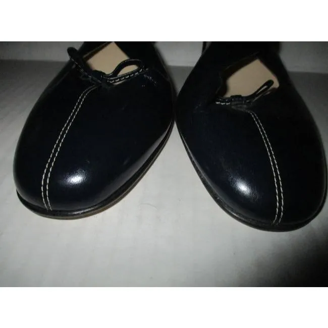 Bellofatto Black Leather Slingback Olly Elastic Strap Pumps Size Us