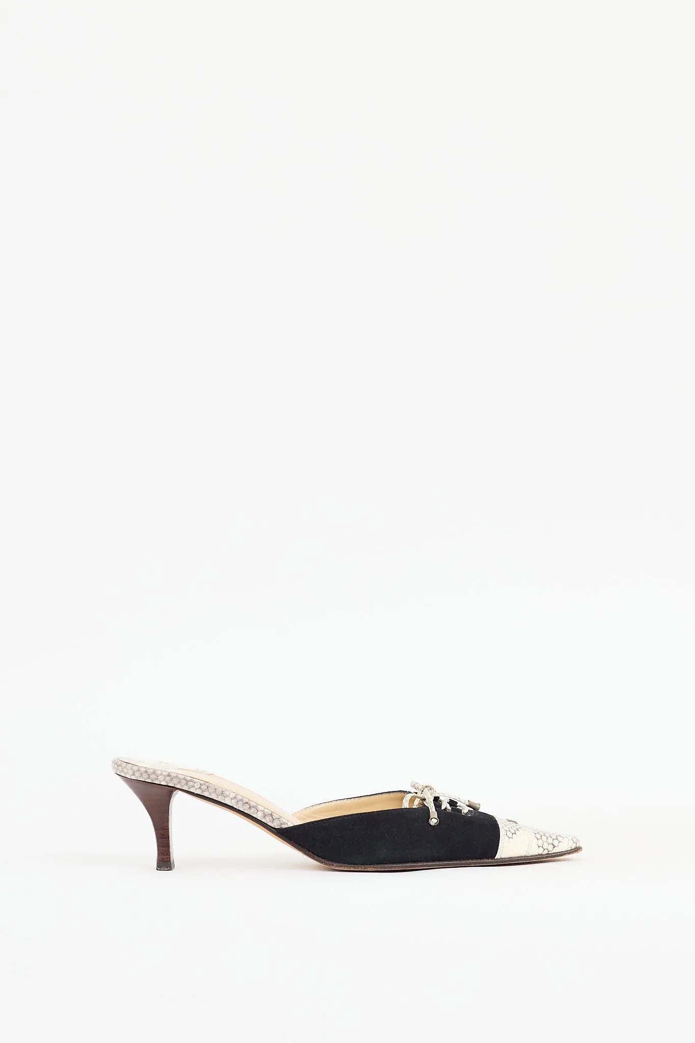 Black & Beige Textured Mule