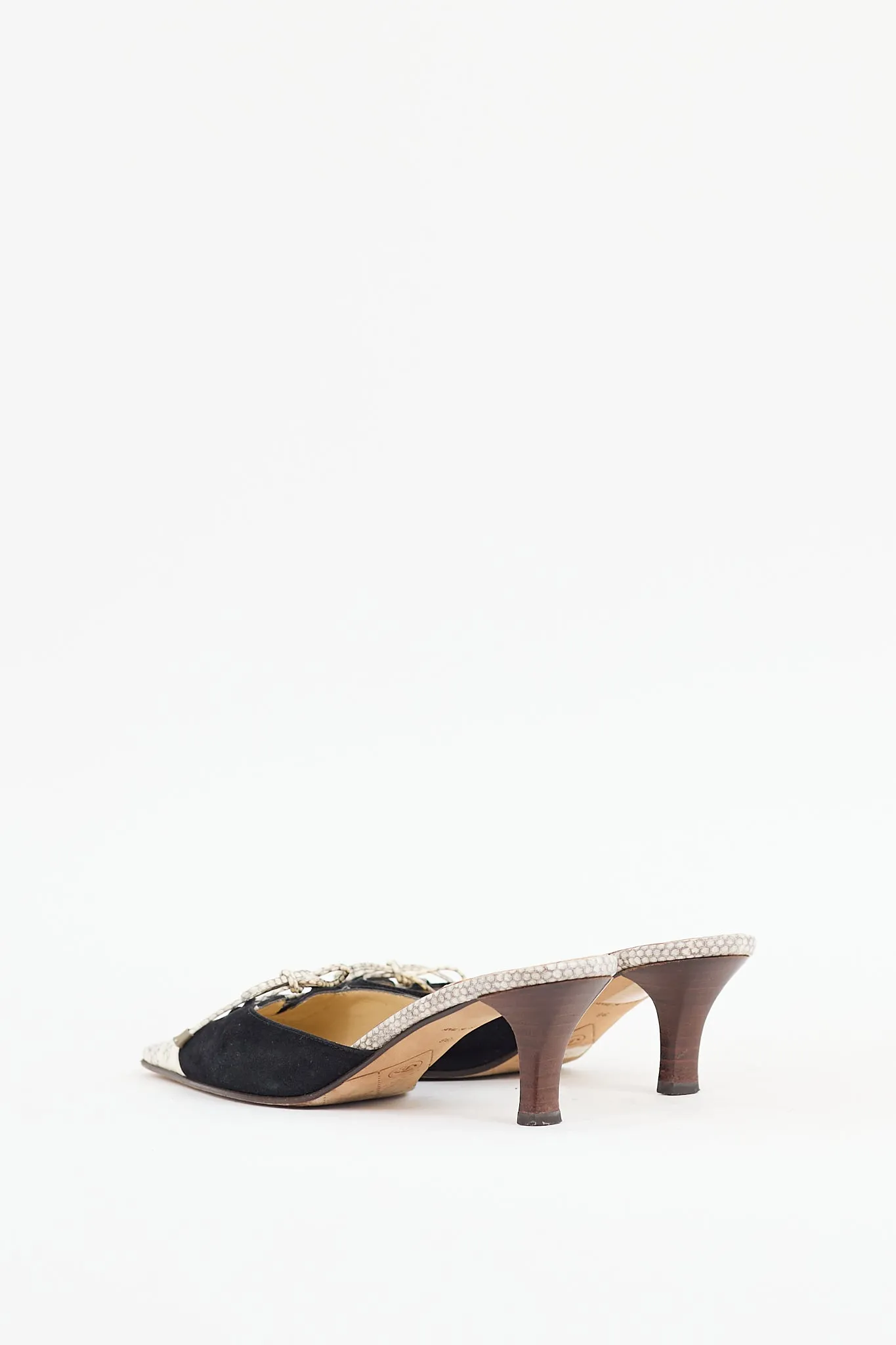 Black & Beige Textured Mule