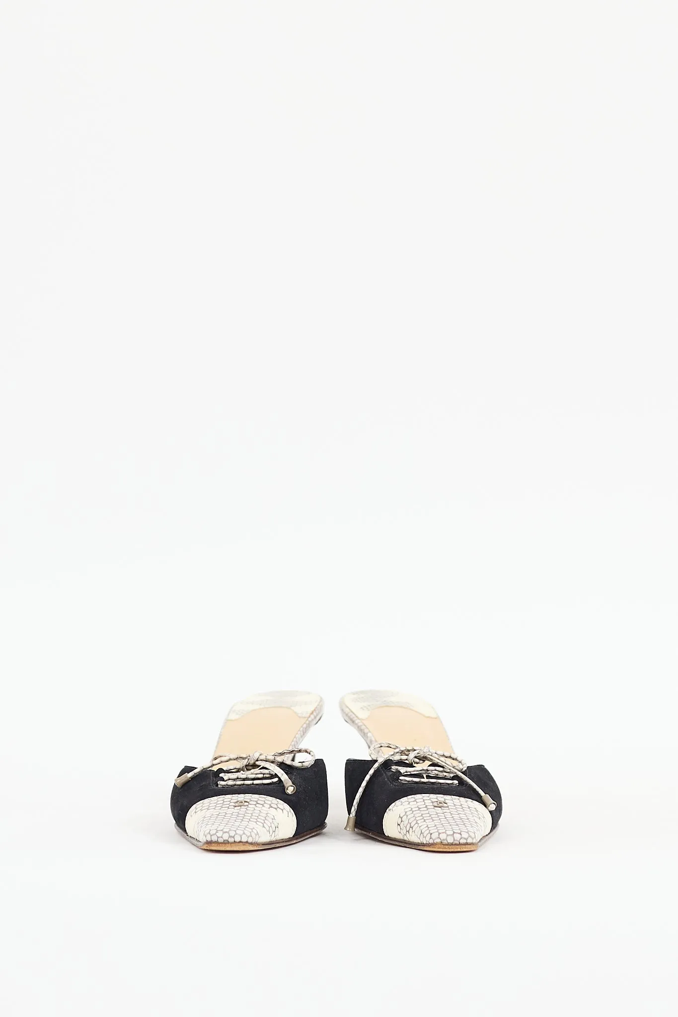 Black & Beige Textured Mule