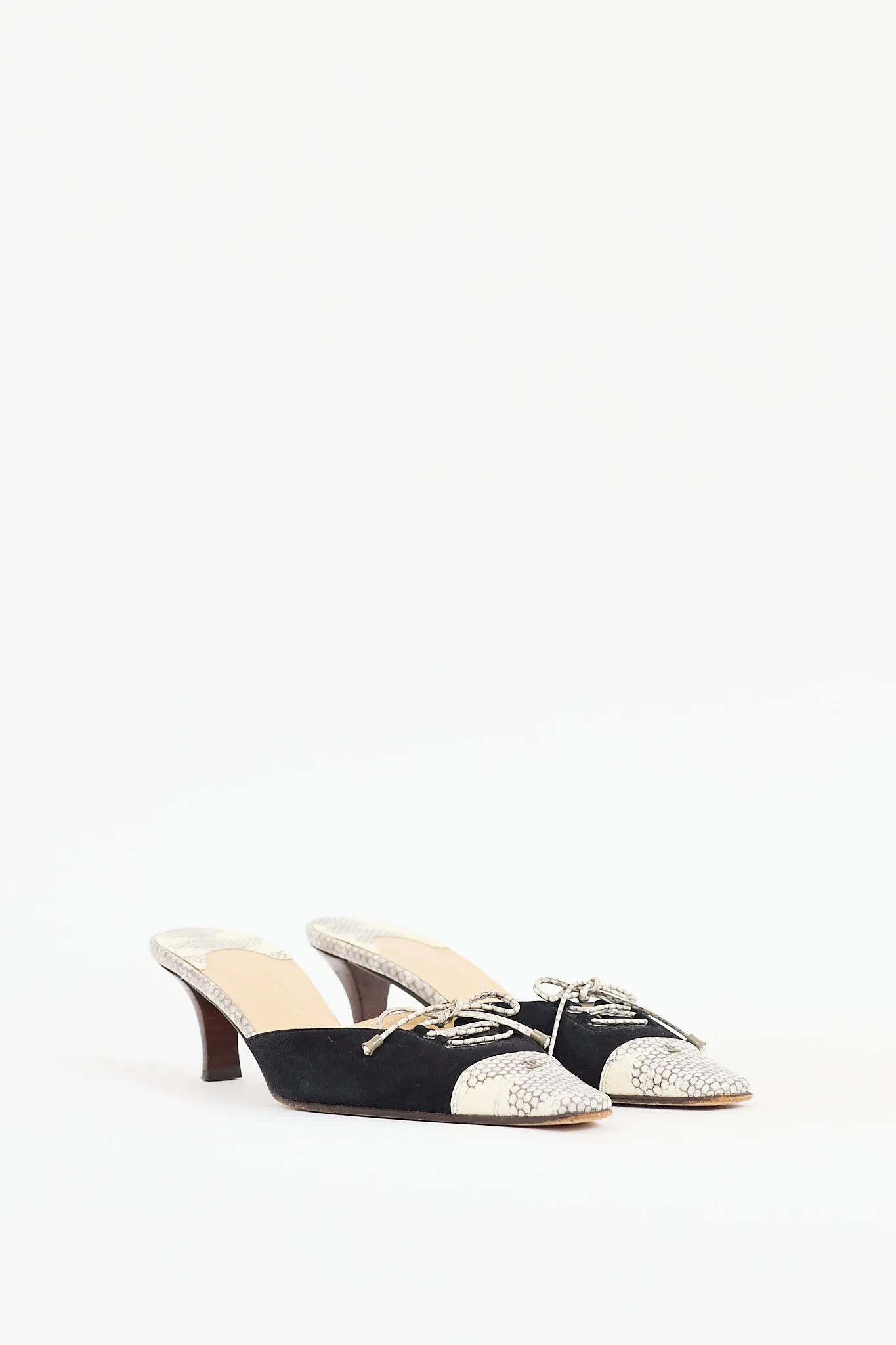 Black & Beige Textured Mule