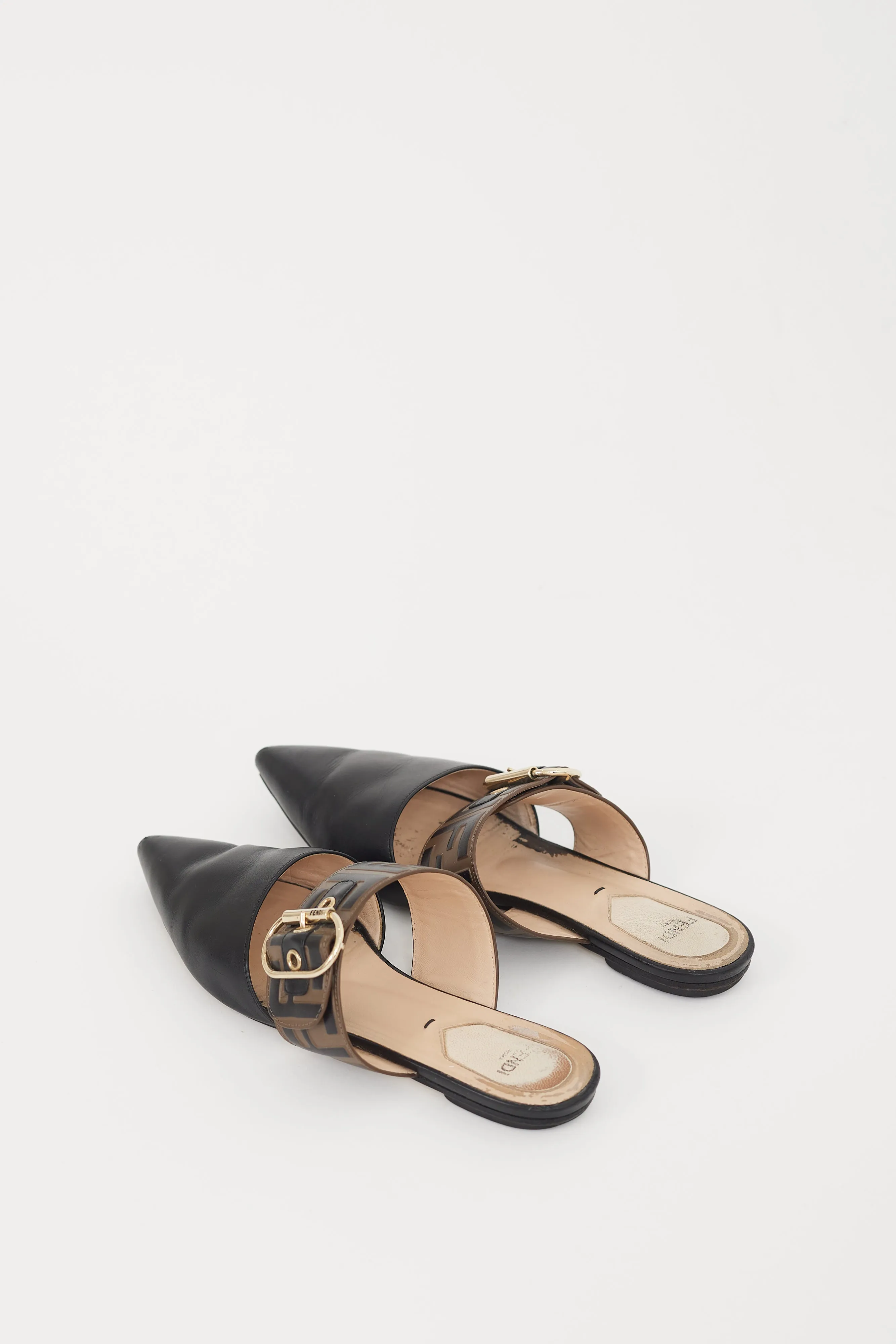 Black & Brown Leather Sabot Zucca Mule