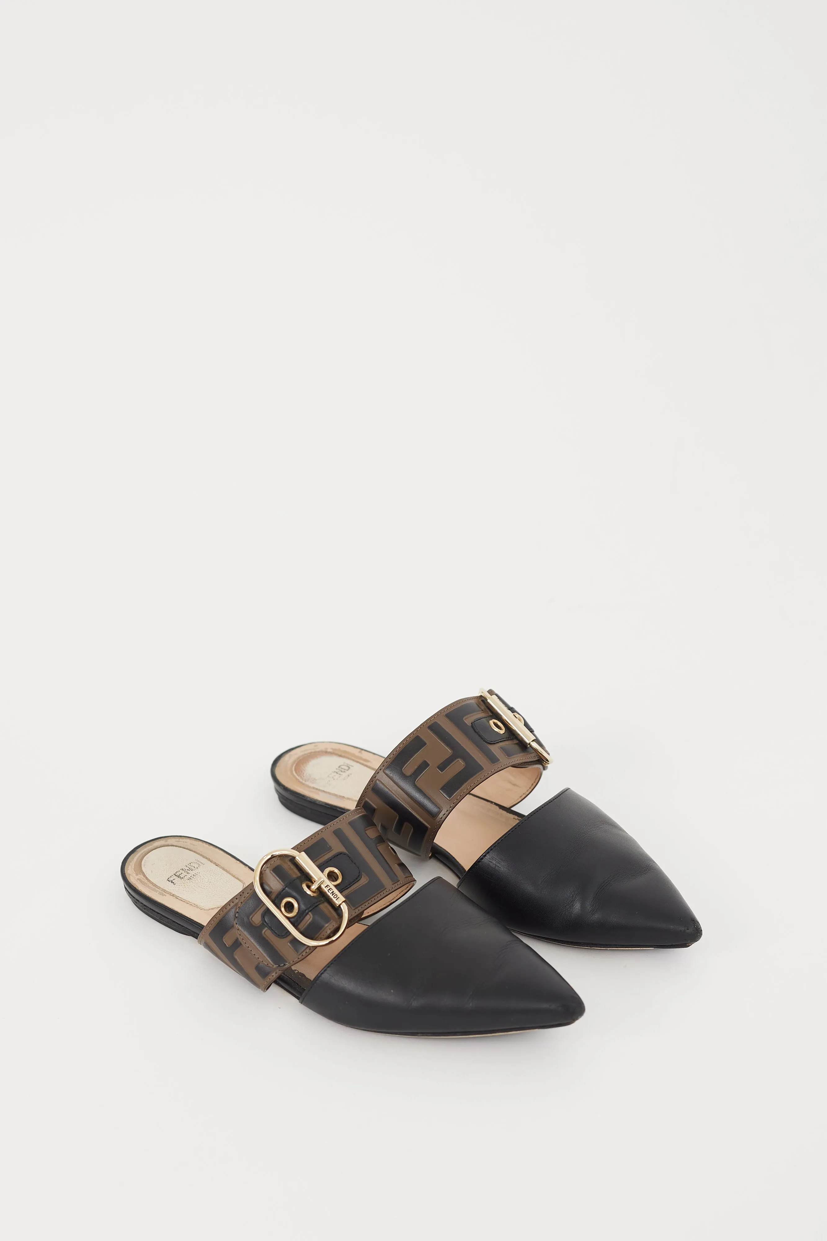 Black & Brown Leather Sabot Zucca Mule
