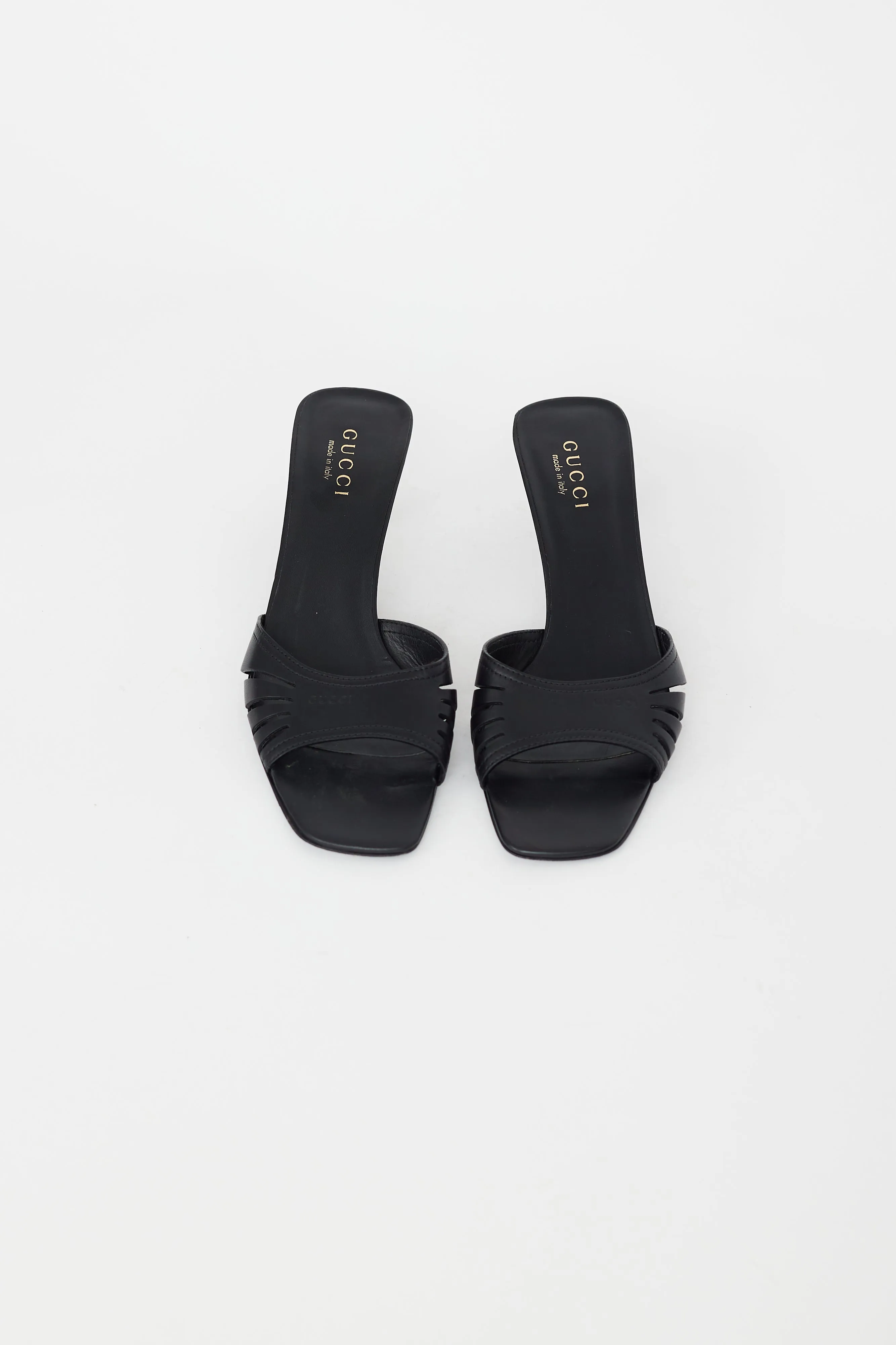 Black Leather Cut Out Mule