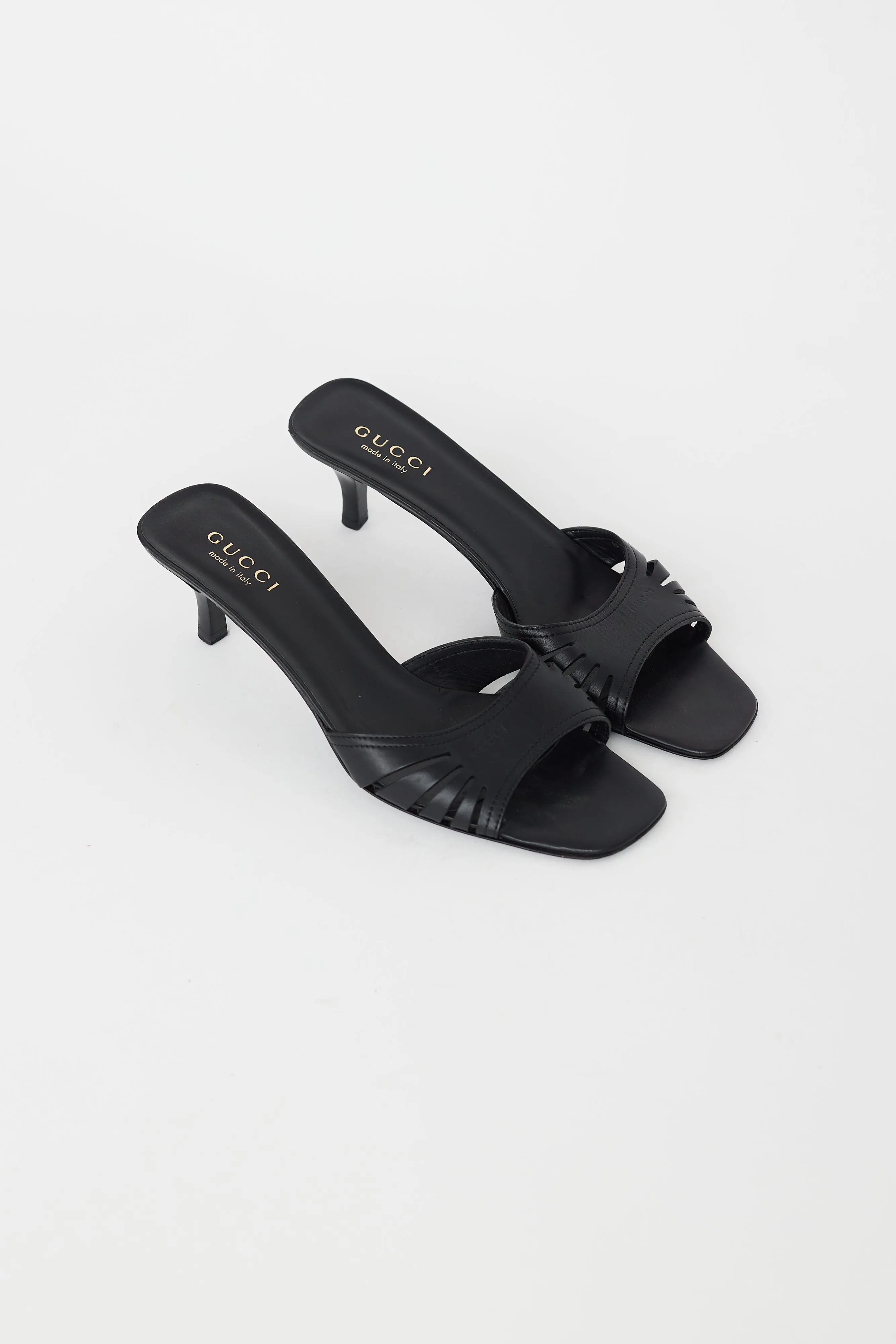 Black Leather Cut Out Mule
