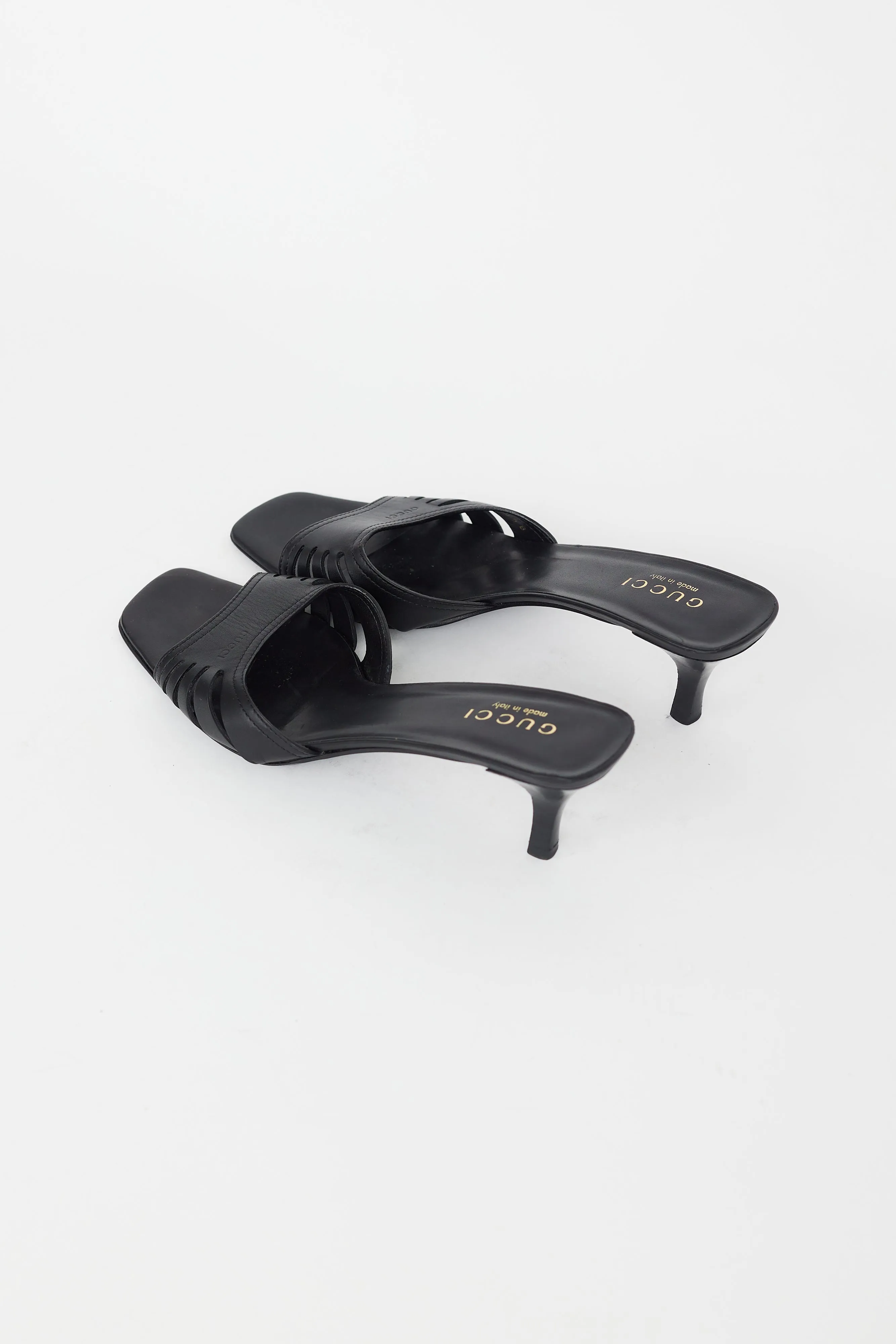 Black Leather Cut Out Mule