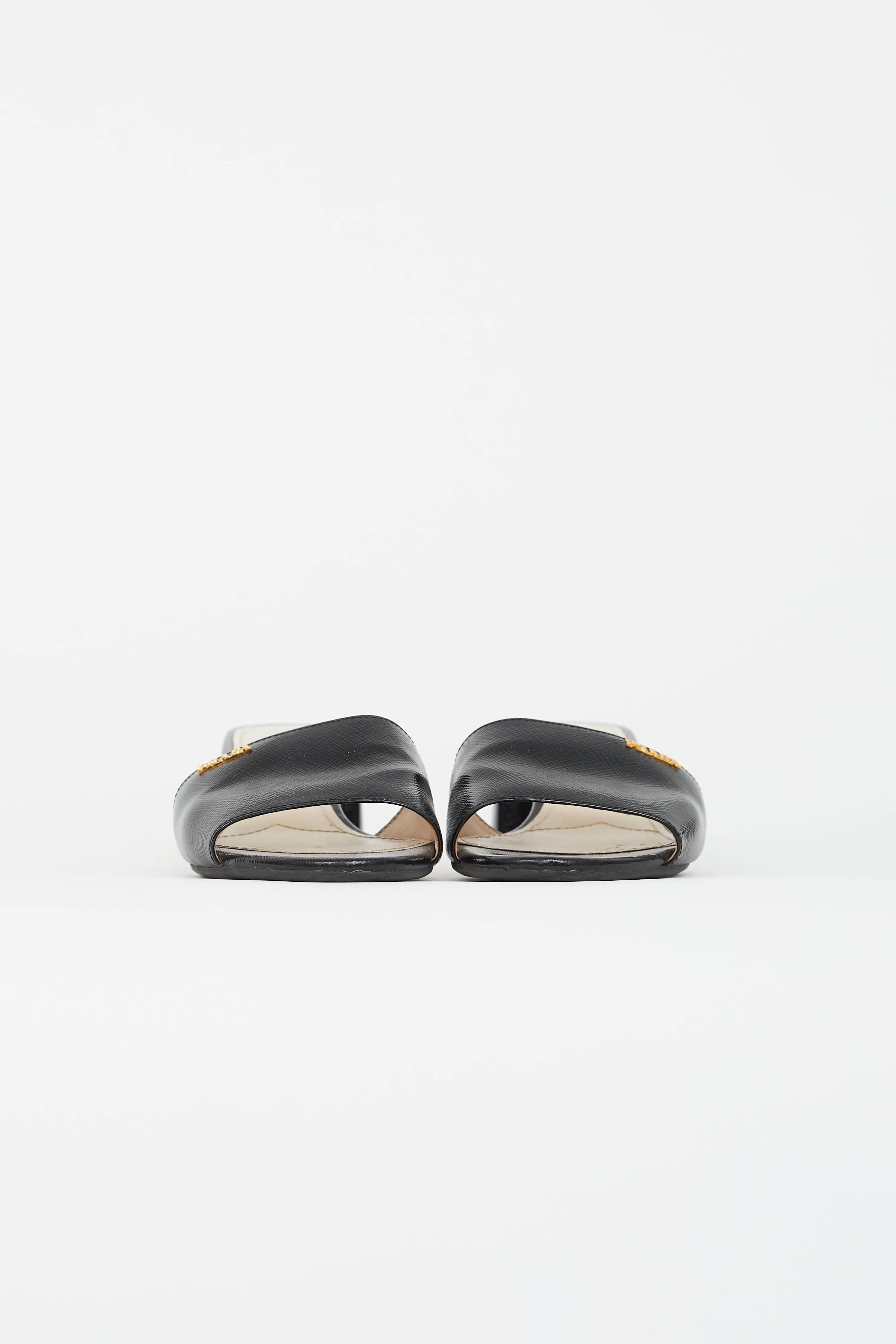 Black Saffiano Leather Mule