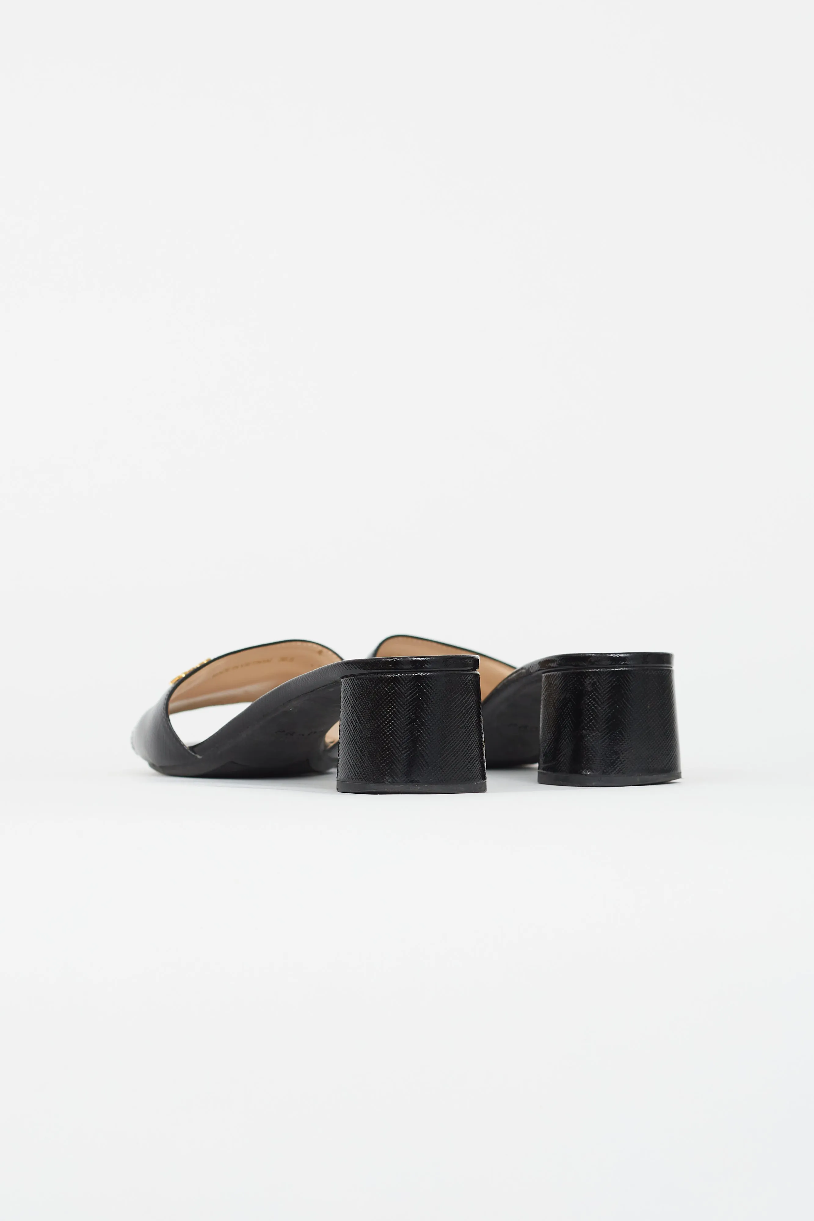Black Saffiano Leather Mule