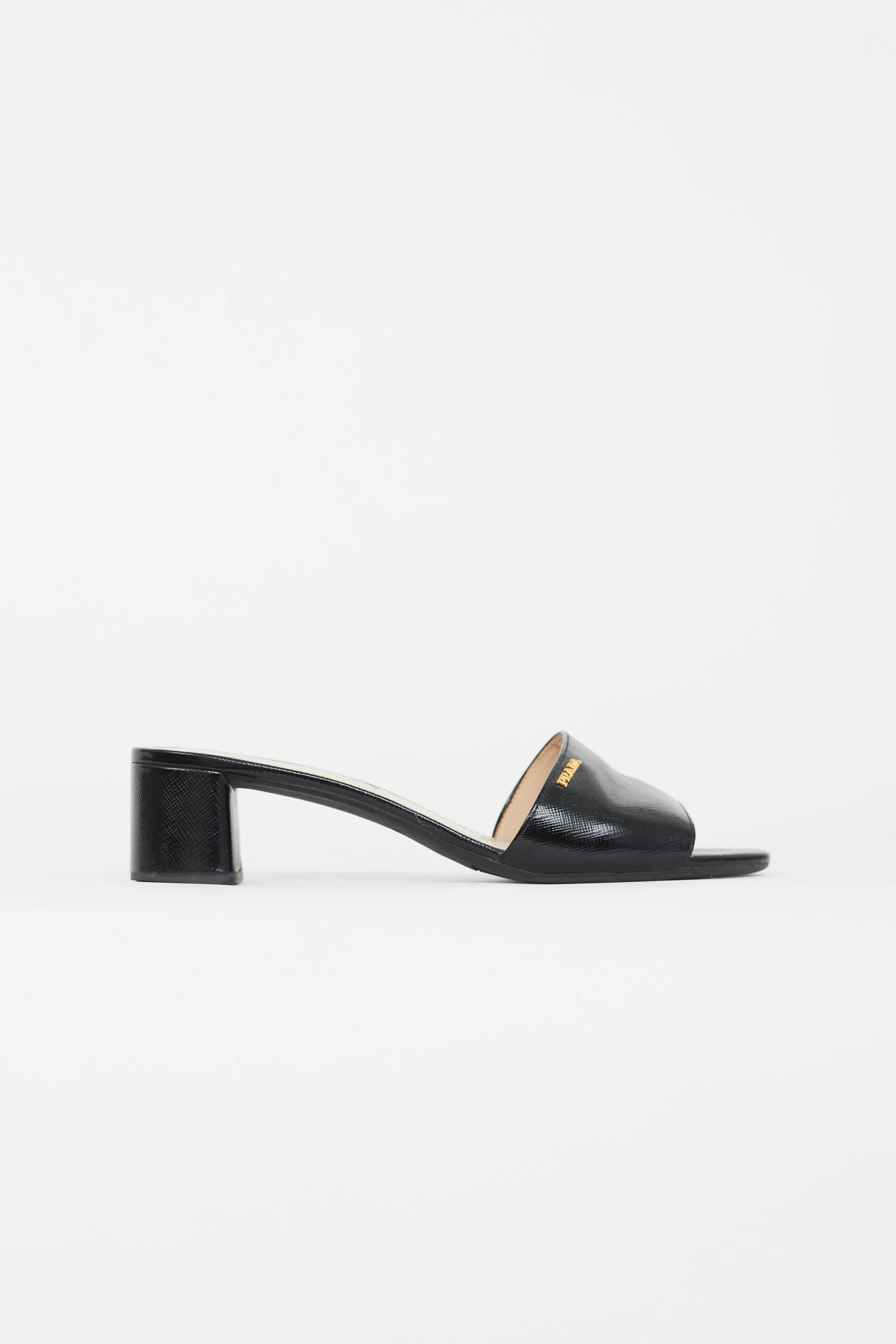 Black Saffiano Leather Mule