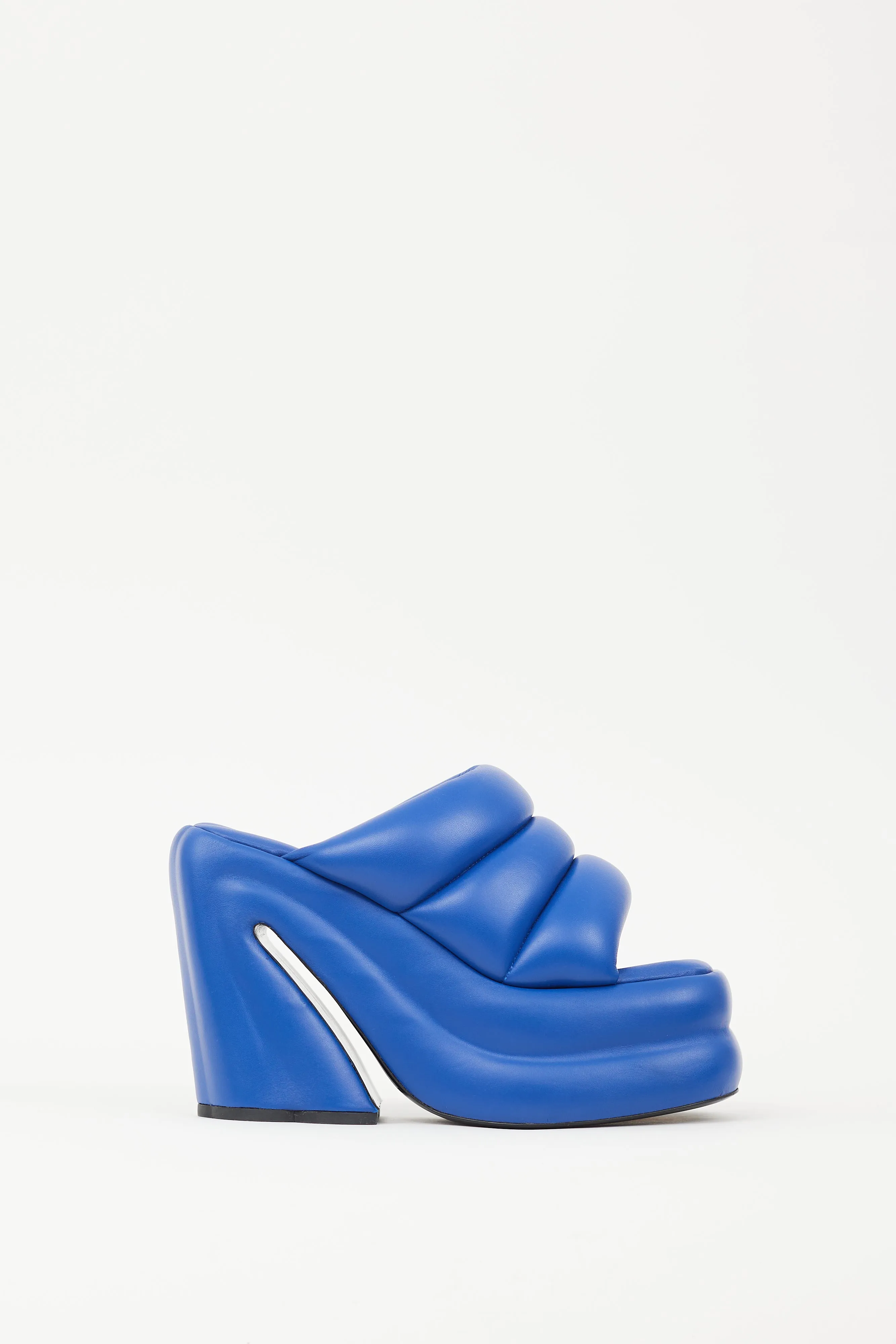 Blue Leather Arc Platform Mule