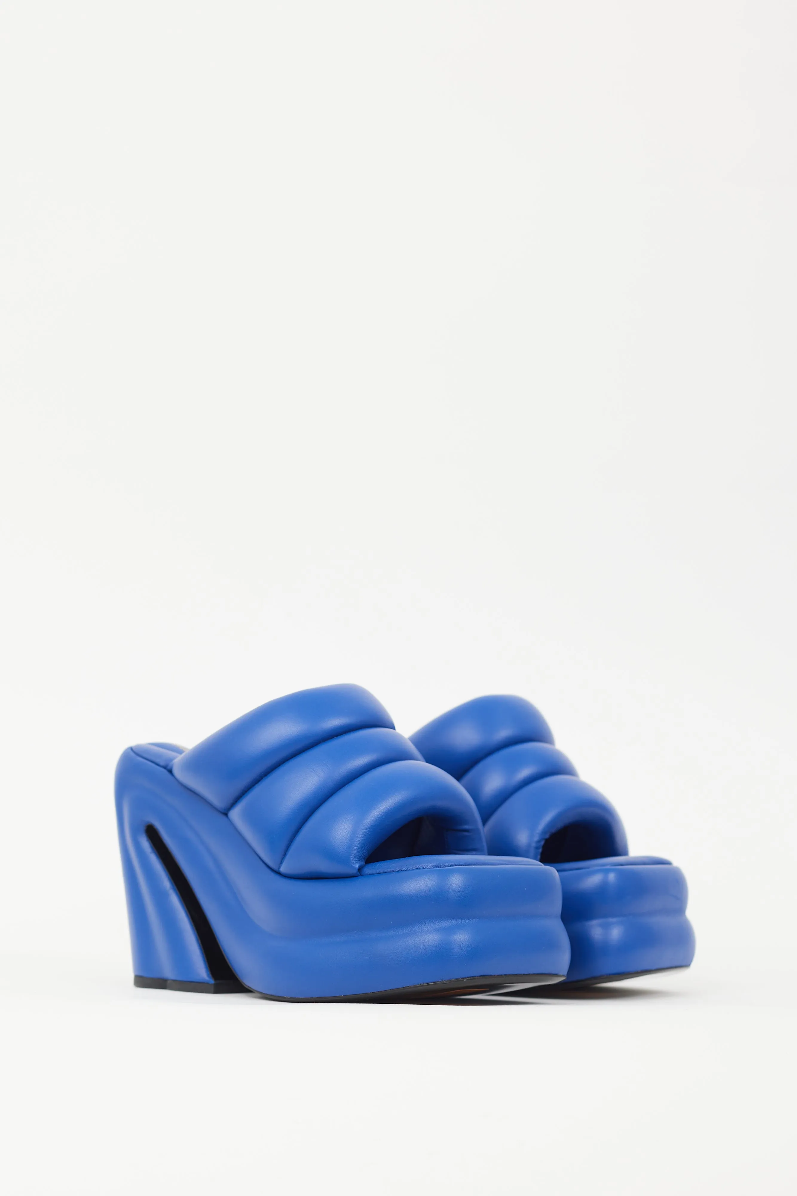 Blue Leather Arc Platform Mule