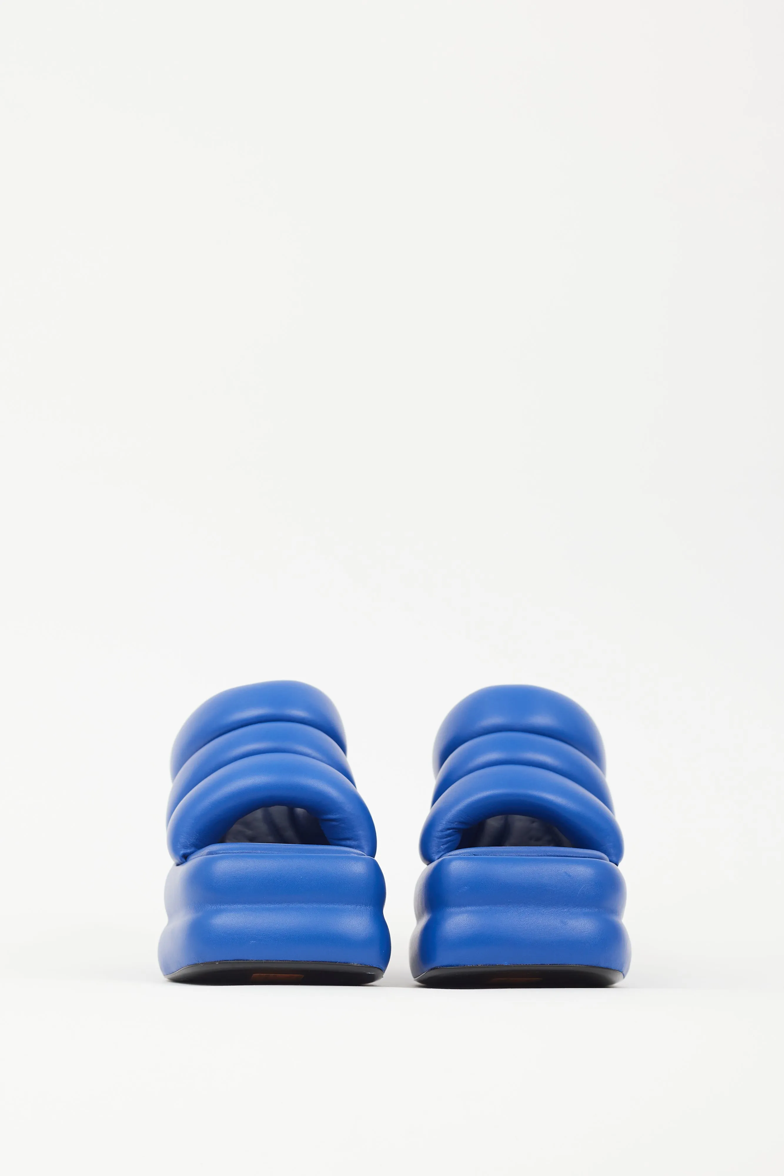 Blue Leather Arc Platform Mule