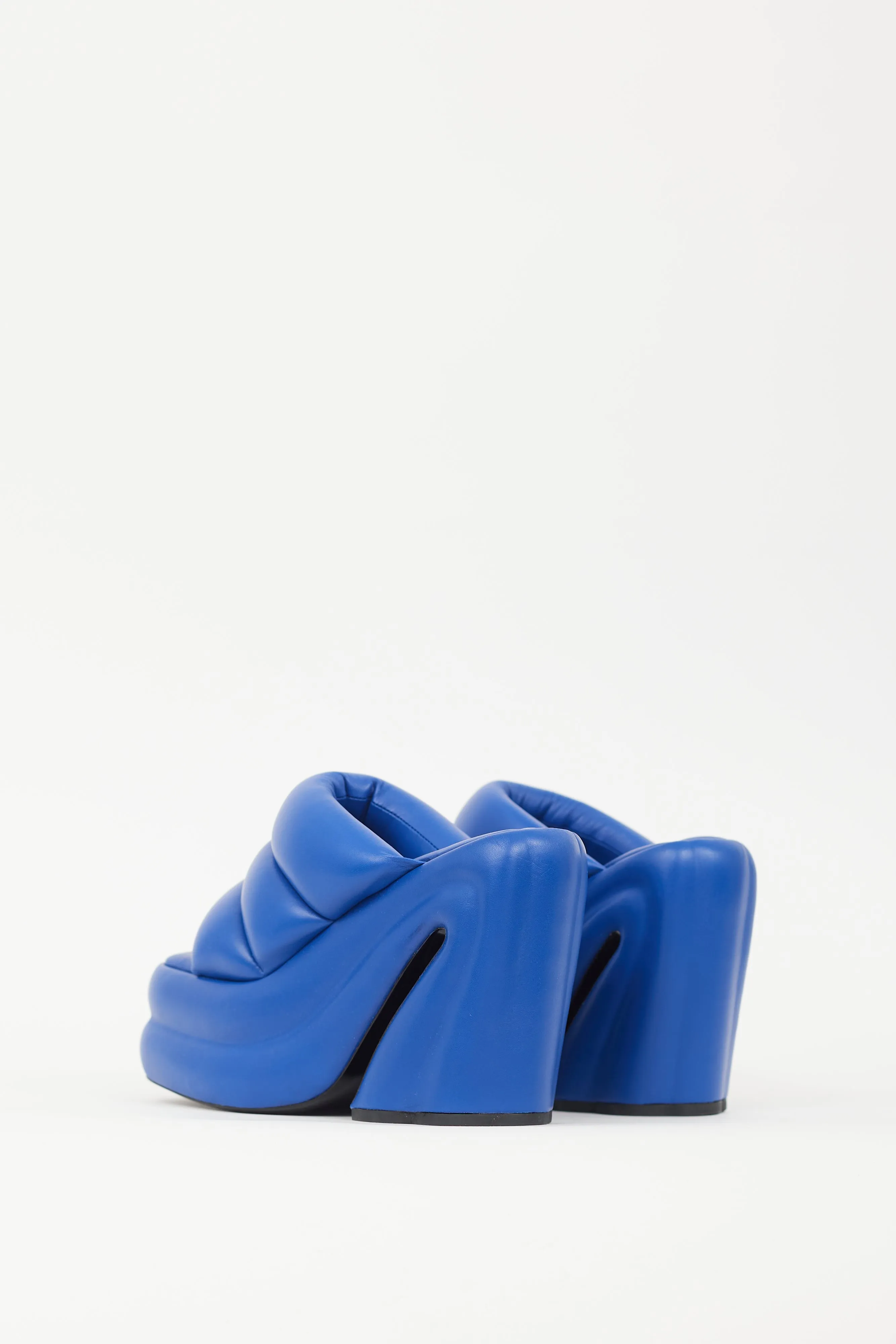 Blue Leather Arc Platform Mule
