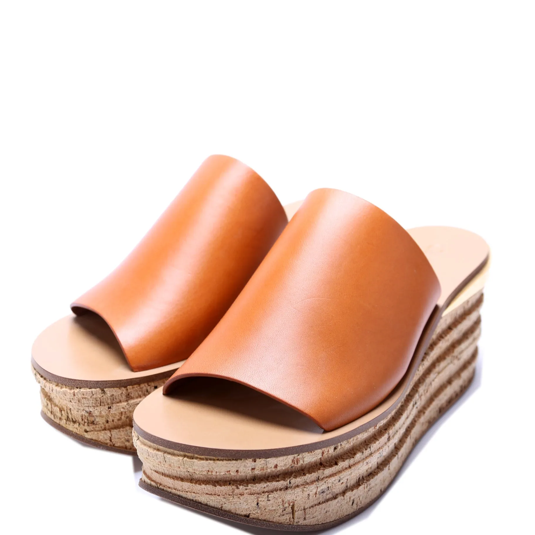 Camille Wedge Mules Size 39 Brown