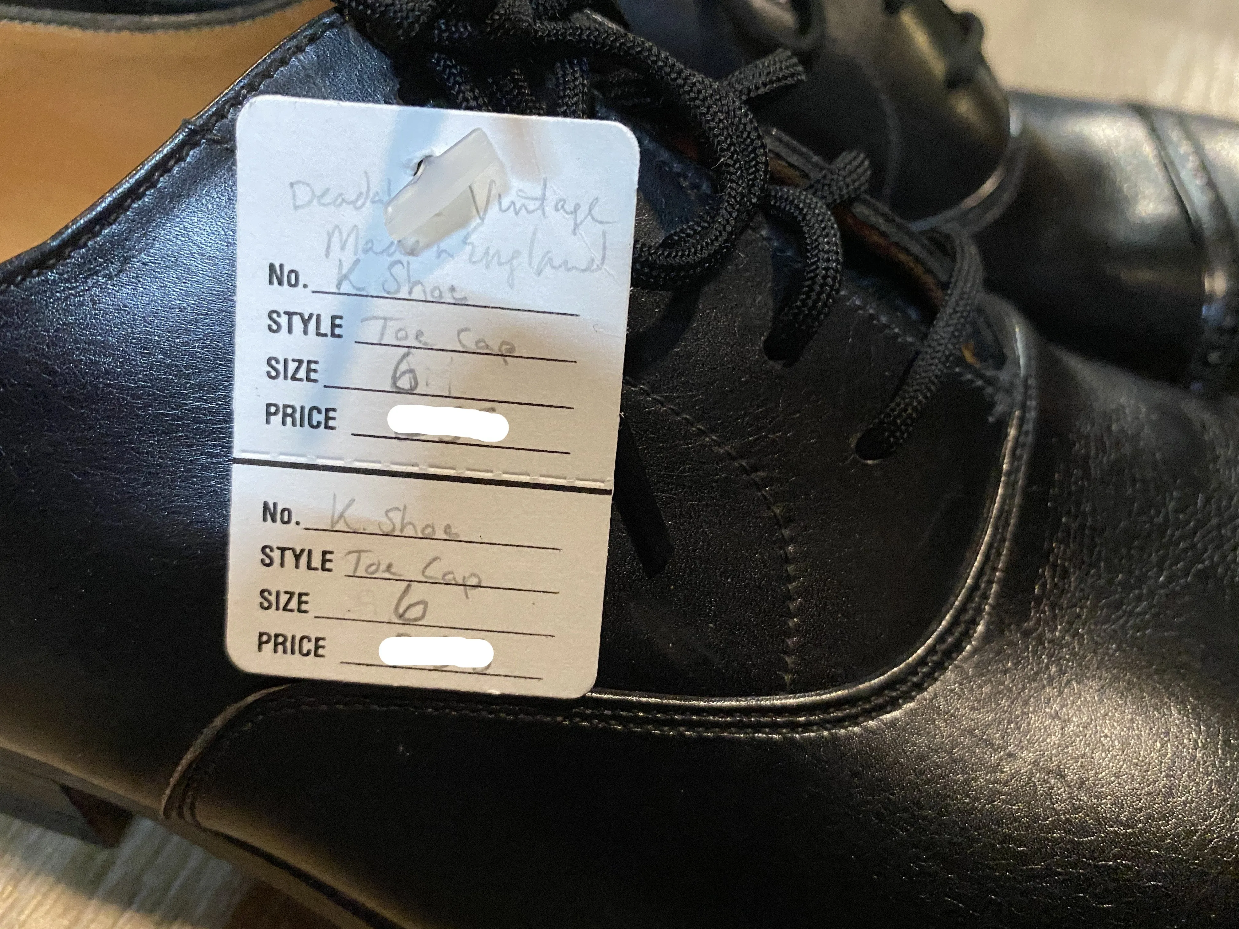 Cap Toe K Shoes Oxford Shoes 6M 38/39 (England), SOLD
