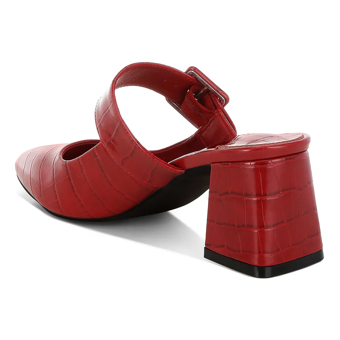 Croco Buckle Strap Detail Mules
