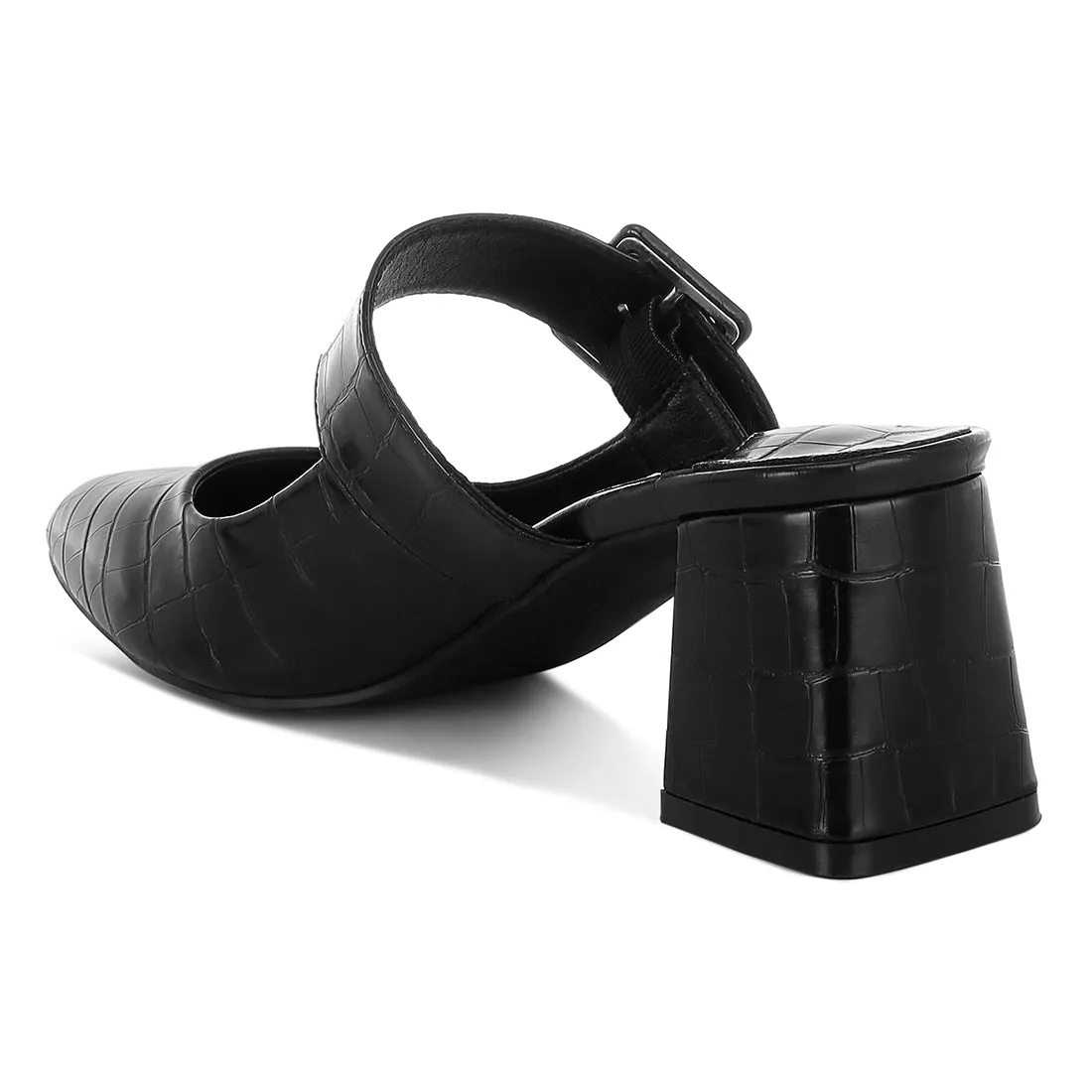 Croco Buckle Strap Detail Mules