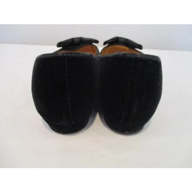 Daniel Green Black Brush Velour Gold Quilted Insole Flats Size Us
