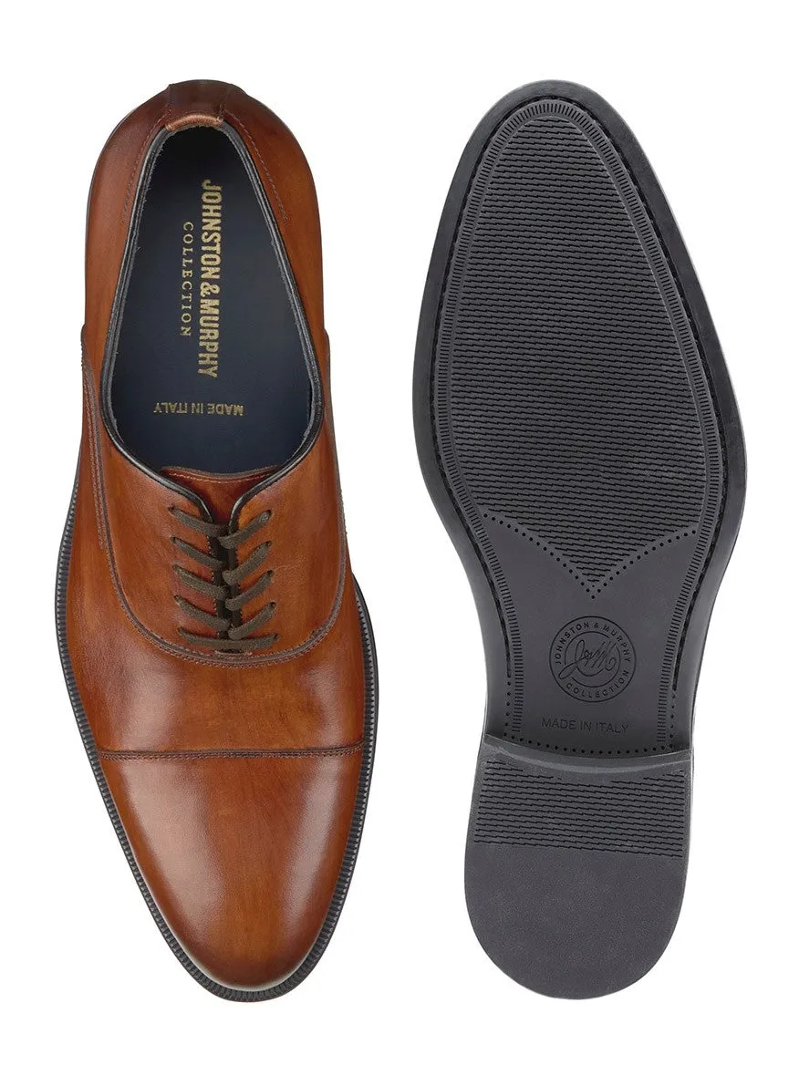 J & M Collection Flynch Cap Toe in Tan Italian Calfskin