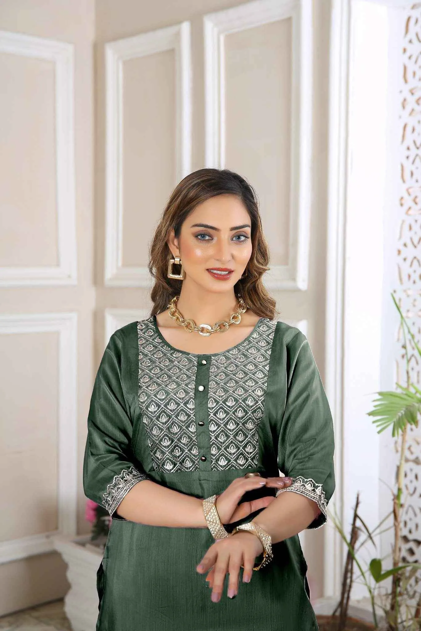 Kurta Set for Women Embroidered Viscose | Buy Online USA – IshDeena