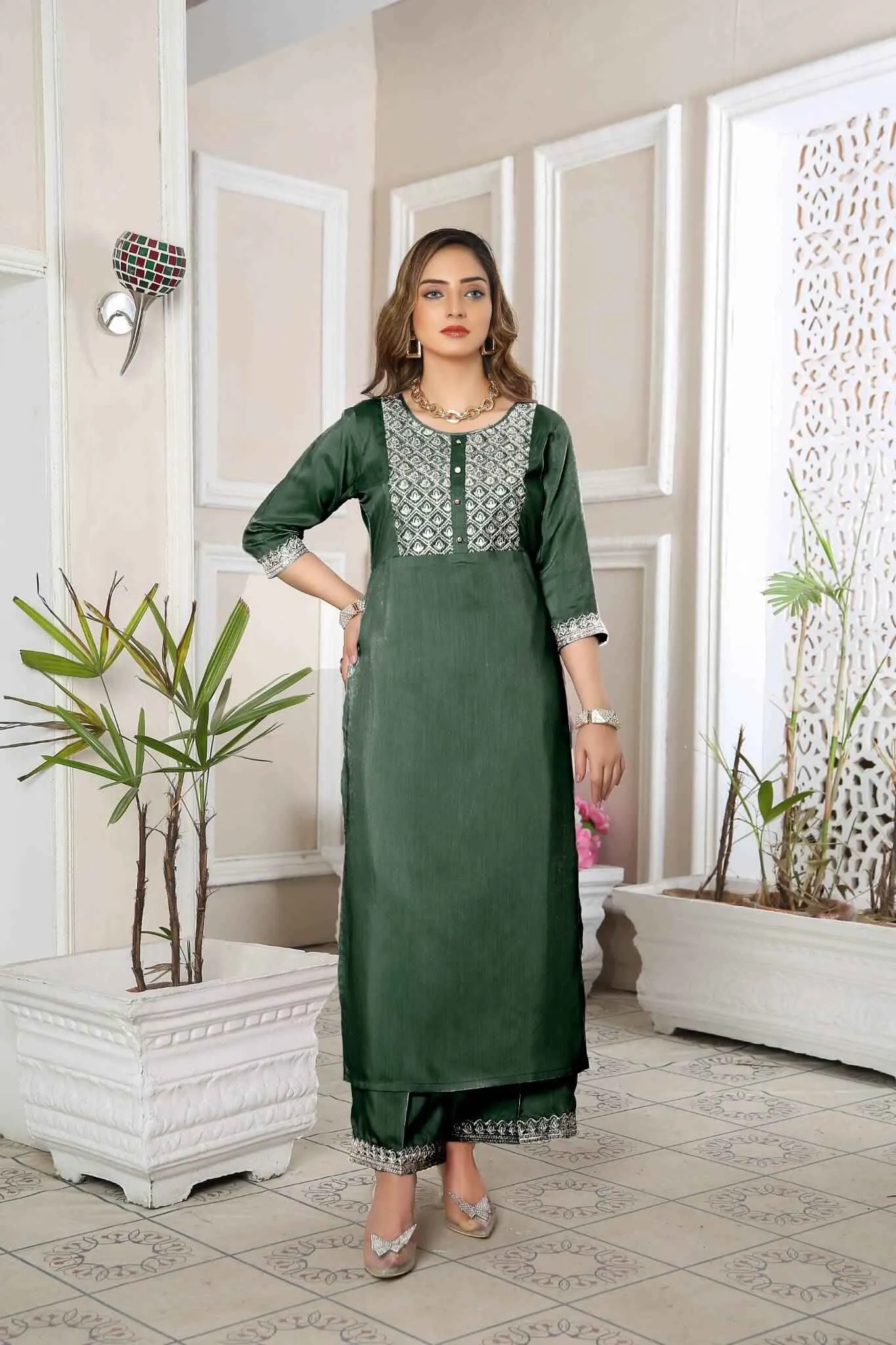 Kurta Set for Women Embroidered Viscose | Buy Online USA – IshDeena
