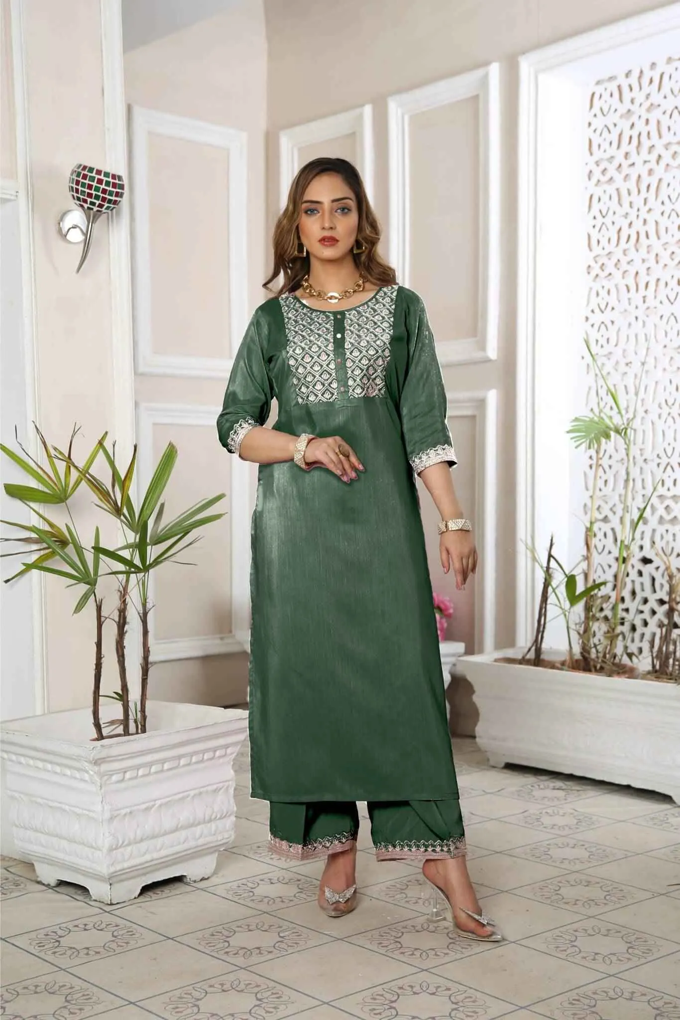 Kurta Set for Women Embroidered Viscose | Buy Online USA – IshDeena