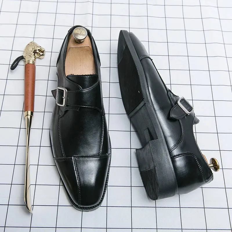 Men&#39;s Dress Shoes Formal Men Monk designer shoes italian Oxford Shoes For Men Wedding Dress Brand Leather Double Buckles brown