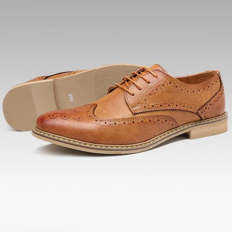 Men's Breathable Leather Dress Shoes With Pointed Toe