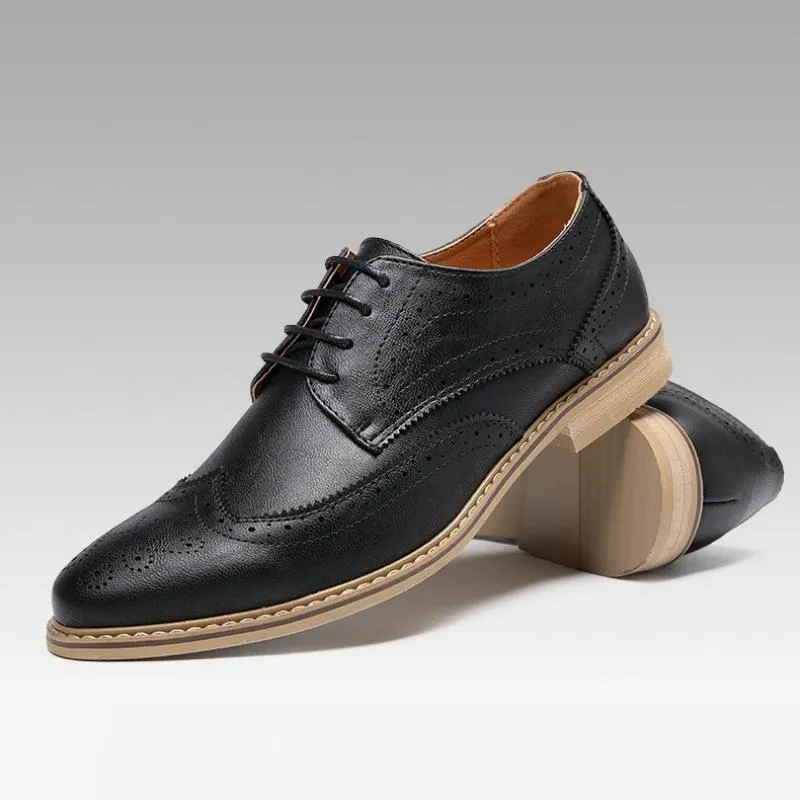 Men's Breathable Leather Dress Shoes With Pointed Toe