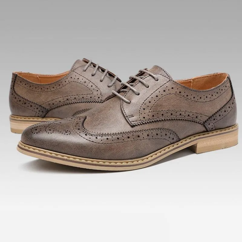 Men's Breathable Leather Dress Shoes With Pointed Toe