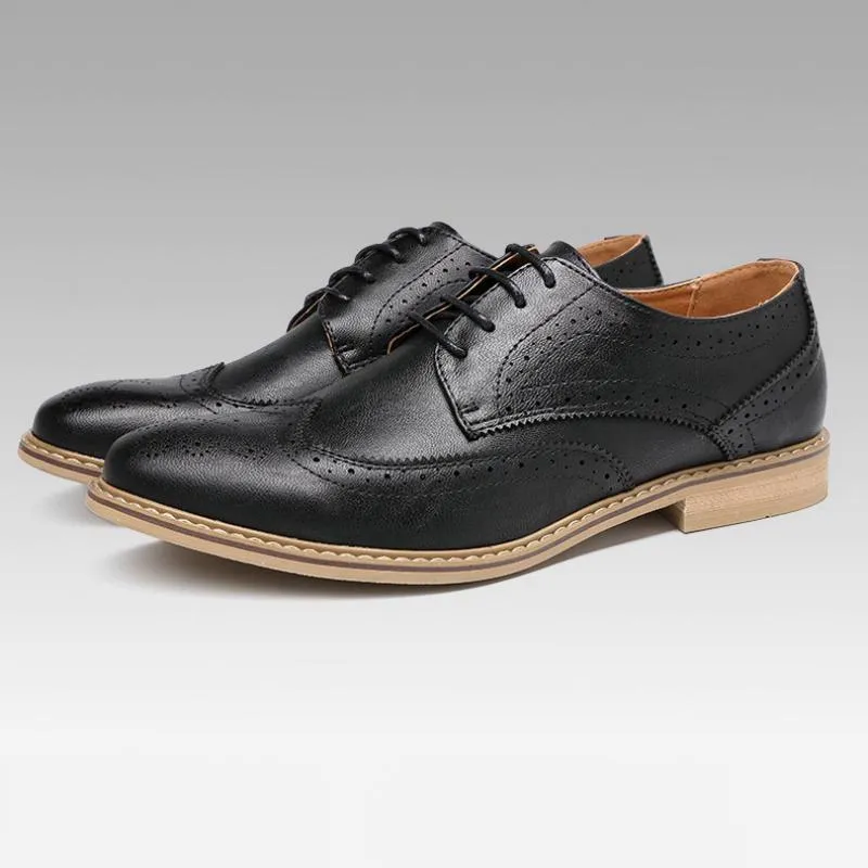 Men's Breathable Leather Dress Shoes With Pointed Toe