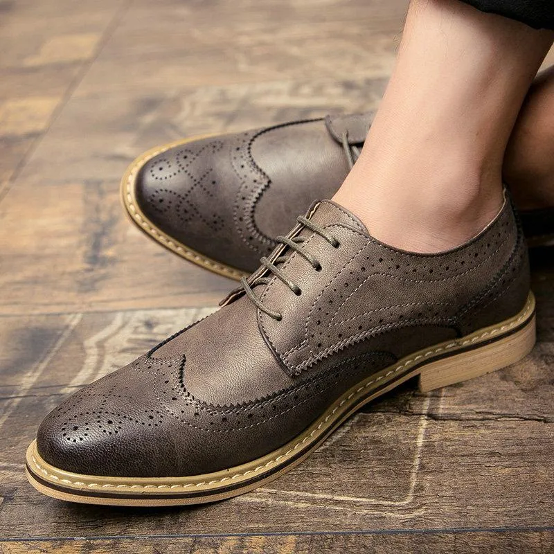 Men's Breathable Leather Dress Shoes With Pointed Toe